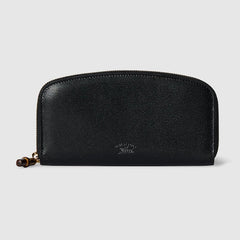 Zip around wallet with bamboo - black leather