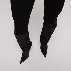 Women's stiletto boot - black suede