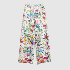 Printed silk twill pants - multicolor