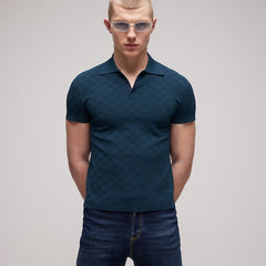 Technical GG jacquard fabric polo shirt - dark blue