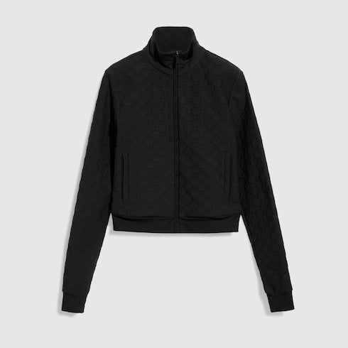 GG jersey jacquard zip jacket - black