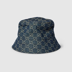 GG cotton denim bucket hat - blue