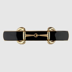 Horsebit hair clip with enamel - black enamel
