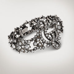 GG Marmont crystal bracelet - palladium-toned brass