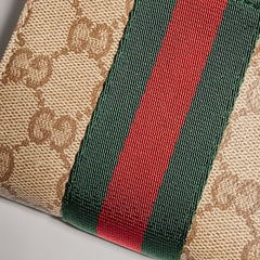 Small wallet with Web - sand and brown GG canvas
