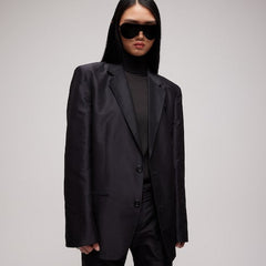 Fine silk faille jacket - black