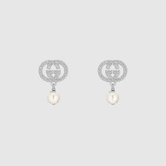 Crystal and pearl earrings - palladium-toned brass