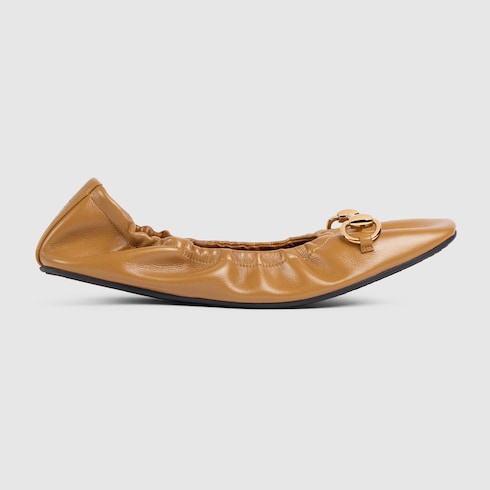 Women's Prima ballet flat - medium brown leather
