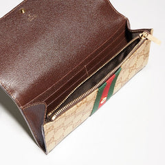 Long wallet with Web - sand and brown GG canvas
