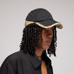 GG cotton canvas baseball hat - black and sand