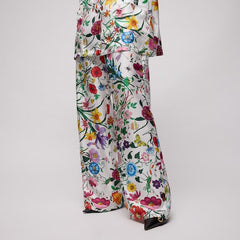 Printed silk twill pants - multicolor