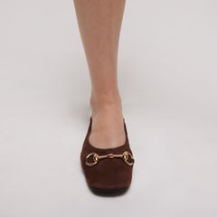 Women's Prima ballet flat - dark brown nubuck leather