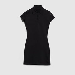 Fine stretch silk dress - black