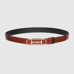 Reversible belt with Horsebit buckle - chestnut and black leather