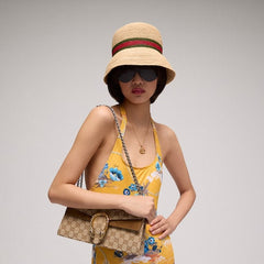 Woven fabric hat with Web - light beige