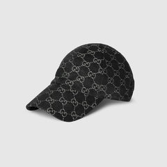 GG cotton denim baseball hat - black