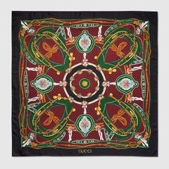 "Salon Privé" printed silk carré - multicolor