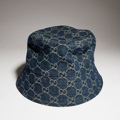 GG cotton denim bucket hat - blue