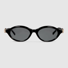 Oval-frame sunglasses - black