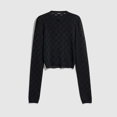 Fine crêpe viscose cardigan - black