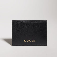 Card case with Gucci lettering - black leather